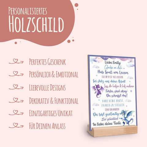 Holzschild zur Einschulung - Drache - Einschulungsmutmacher
