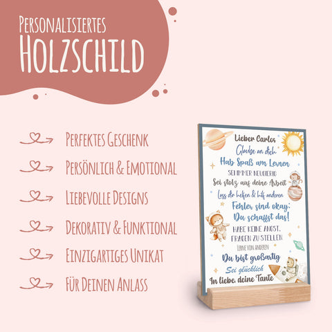Holzschild zur Einschulung - Weltall - Einschulungsmutmacher
