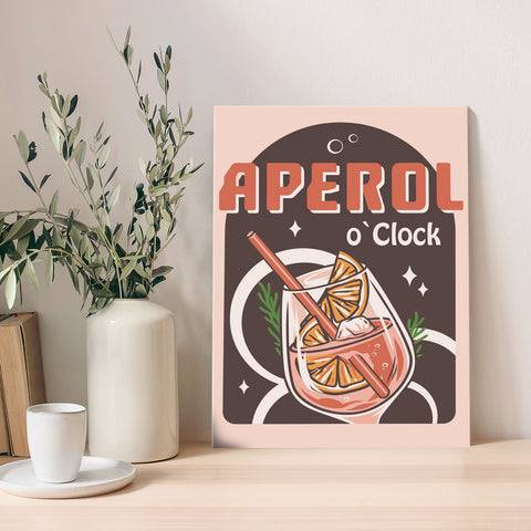 Holzschild mit Aperol Spritz Motiv - Aperol O Clock - Geschenk für Aperol Liebhaber