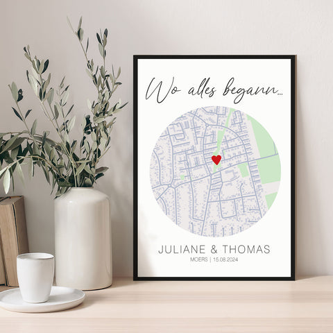 Holzschild "Wo alles begann" - Personalisiertes Geschenk mit Wunschkoordinaten