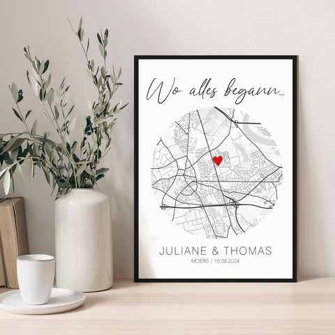 Holzschild "Wo alles begann" - Personalisiertes Geschenk mit Wunschkoordinaten