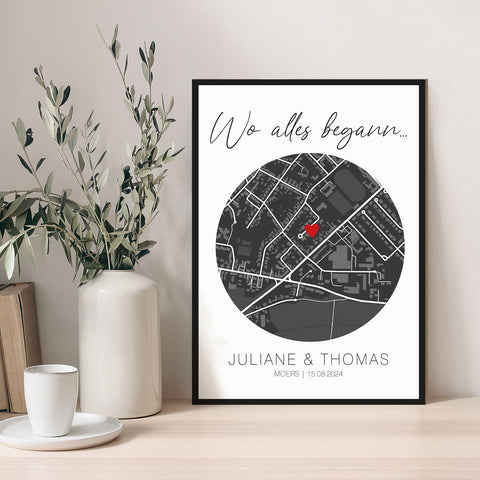 Holzschild "Wo alles begann" - Personalisiertes Geschenk mit Wunschkoordinaten
