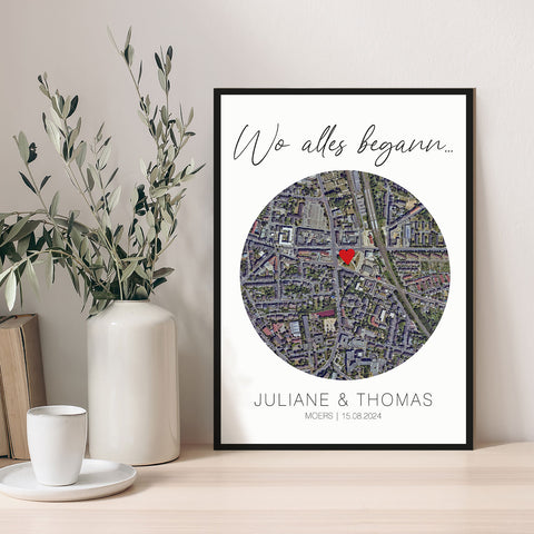 Holzschild "Wo alles begann" - Personalisiertes Geschenk mit Wunschkoordinaten