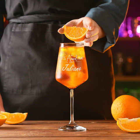Leonardo Weinglas mit Gravur - "It's Aperol Time" mit Wunschname