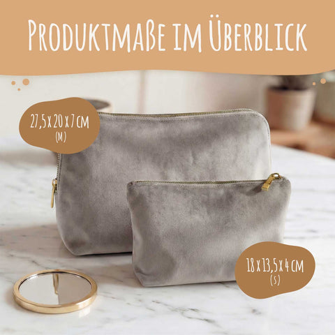 Personalisierte Samt Kosmetiktasche mit Name für Kosmetik & MakeUp