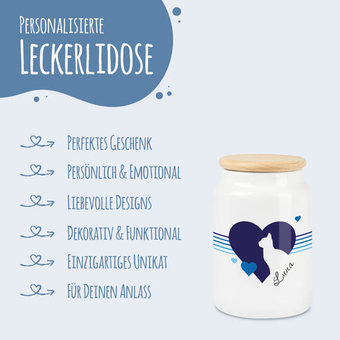 Leckerlidose für deine Haustiere - Herz Silhouette - Personalisiert mit Namen