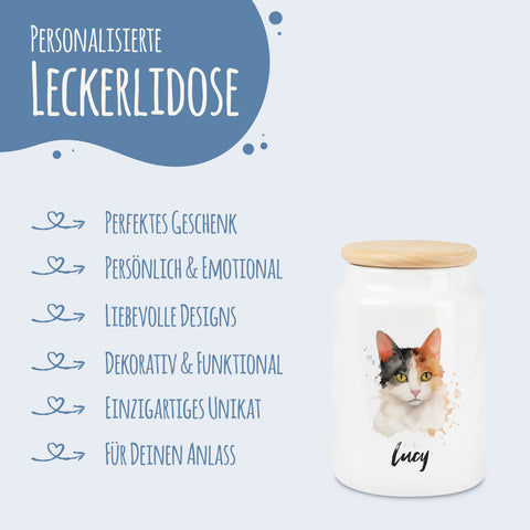 Leckerlidose für dein Haustier - Katzenrassen - Personalisiert mit Namen