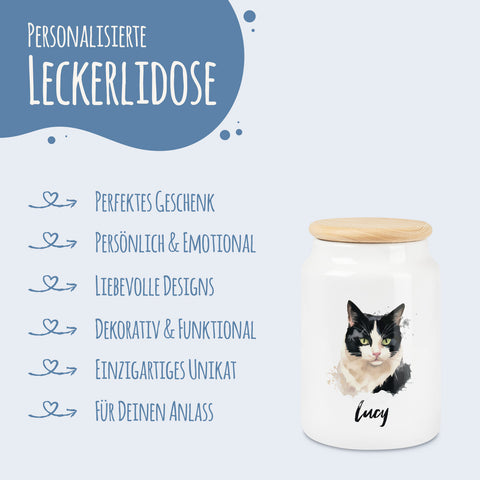 Leckerlidose für dein Haustier - Katzenrassen - Personalisiert mit Namen