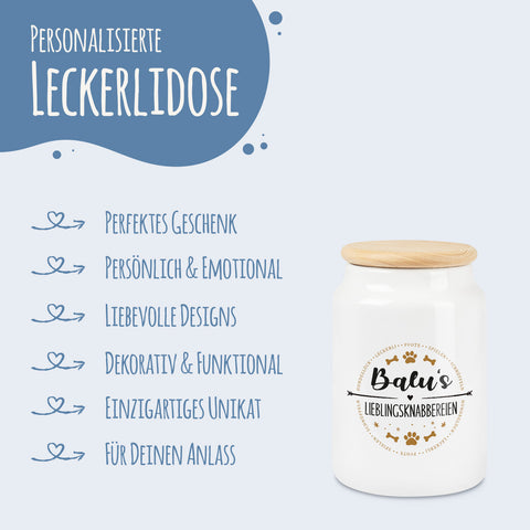 Leckerlidose für deine Haustiere - Lieblingsknabbereien - Personalisiert mit Namen