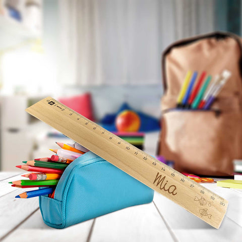 Personalisiertes Lineal mit Gravur - Zur Einschulung mit Meerjungfrauen Motiven