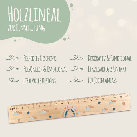 Lineal zur Einschulung im Regenbogen Design für Kinder aus Holz