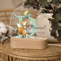 Kinder LED Nachtlicht mit Sockel aus Holz - "Initial Tiere" GRAVURZEILE – Bild 11