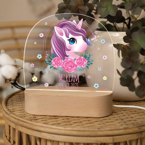 Kinder LED Nachtlicht mit Sockel aus Holz - "Blumenkreis" GRAVURZEILE – Bild 11