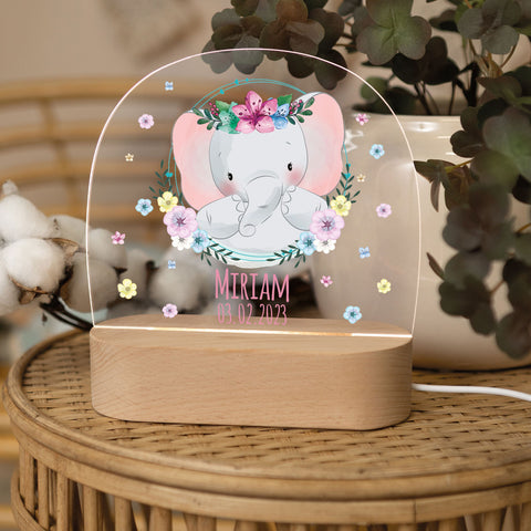 Kinder LED Nachtlicht mit Sockel aus Holz - "Blumenkreis" GRAVURZEILE – Bild 46