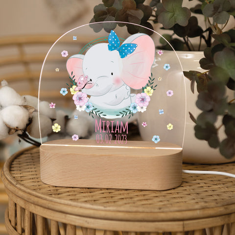Kinder LED Nachtlicht mit Sockel aus Holz - "Blumenkreis" GRAVURZEILE – Bild 51