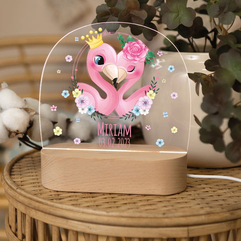 Kinder LED Nachtlicht mit Sockel aus Holz - "Blumenkreis" GRAVURZEILE – Bild 6