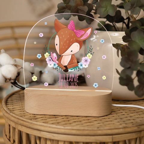 Kinder LED Nachtlicht mit Sockel aus Holz - "Blumenkreis" GRAVURZEILE – Bild 26