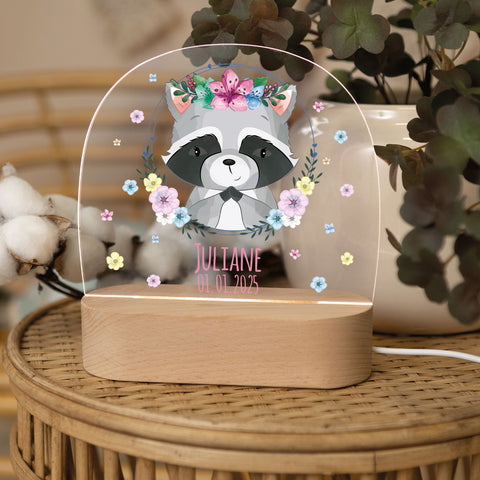 Kinder LED Nachtlicht mit Sockel aus Holz - "Blumenkreis" GRAVURZEILE – Bild 31