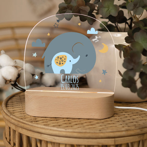 Kinder LED Nachtlicht mit Sockel aus Holz im Elefant Design GRAVURZEILE – Bild 6