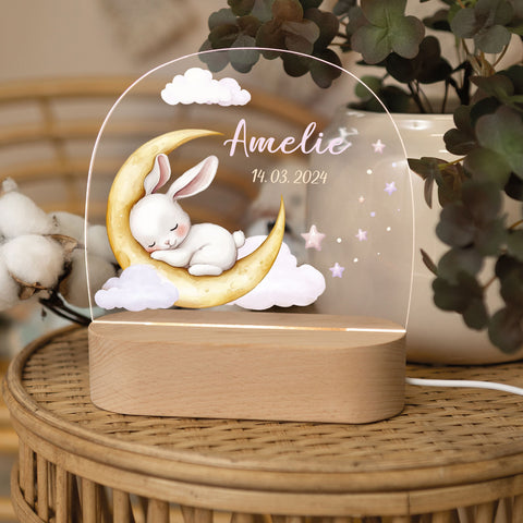 Kinder LED Nachtlicht mit Sockel aus Holz - "Schlafende Tiere" GRAVURZEILE – Bild 21