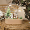 Kinder LED Nachtlicht mit Sockel aus Holz - "Waldfreunde" GRAVURZEILE – Bild 5