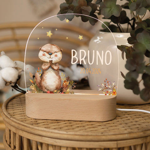 Kinder LED Nachtlicht mit Sockel aus Holz - "Waldtiere" GRAVURZEILE – Bild 21