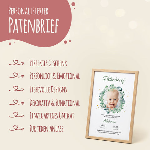 Personalisiertes Poster - Patenbrief - Personalisiertes Geschenk mit Foto