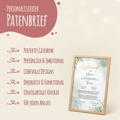 Personalisiertes Poster - Patenbrief - Personalisiertes Geschenk mit Foto
