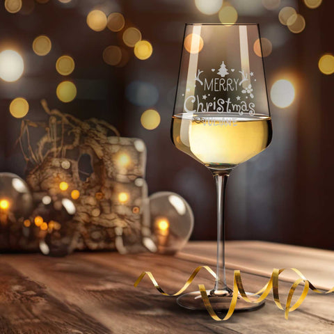 Leonardo Weinglas mit Gravur - Merry Christmas Horns
