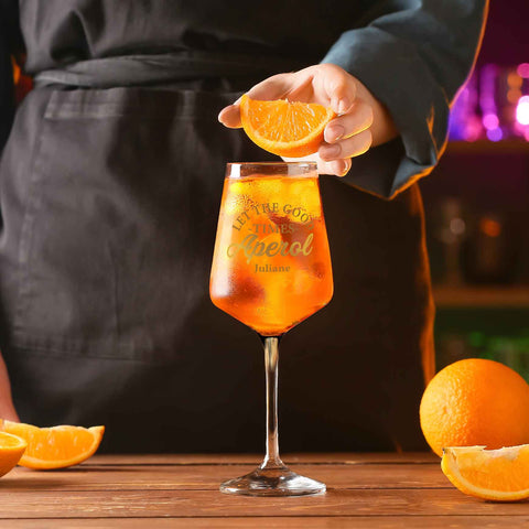 Leonardo Weinglas mit UV-Druck - "Let the  good times Aperol" mit Namen