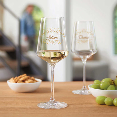 Leonardo Puccini Weißweingläser "Vintage Weinranke" mit Namen im Set