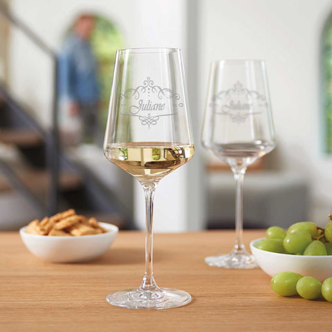 Leonardo Puccini Weißweingläser "Vintage Weinranke" mit Namen im Set