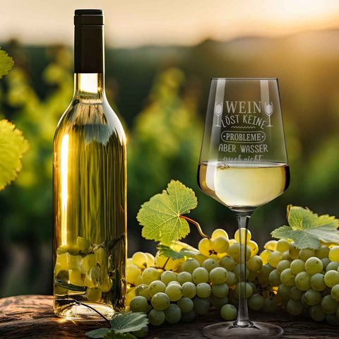 Leonardo Weinglas mit Gravur "Wein löst keine Probleme"