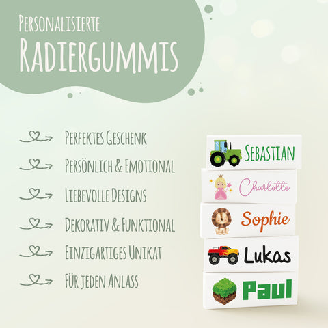 Personalisiertes Radiergummi zur Einschulung