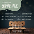 Gravierte Schnapsbank mit Wunschtext + 2 Schnapsgläser