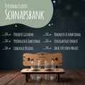 Gravierte Schnapsbank zum Einzug mit Namen & Datum + 2 Schnapsgläser