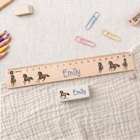 Schulset für Kinder - Pferd - Schultüte, Federmappe, Sportbeutel, Geldbörse, Brotdose, Trinkflasche, Lineal & Radiergummi - Personalisiert mit Name (Kopie)