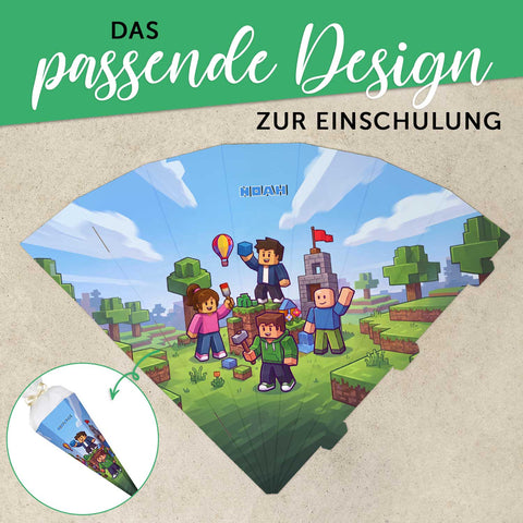 Bedruckte Schultüte mit Namen - Blockhelden