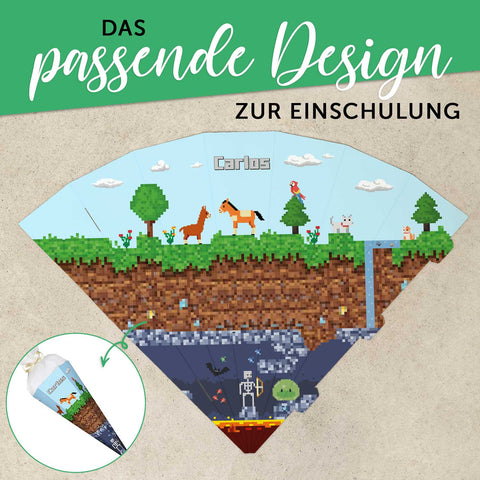 Bedruckte Schultüte mit Namen - Pixelerde