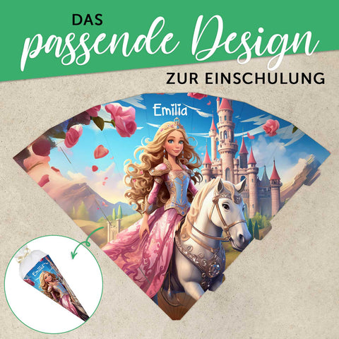 Bedruckte Schultüte mit Namen - Prinzessin