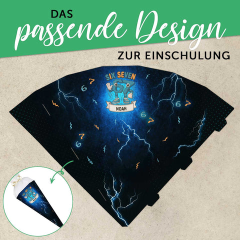 Bedruckte Schultüte mit Namen - Six Seven
