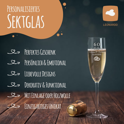 Leonardo Sektgläser mit Gravur "Diamantene Hochzeit - 60 Jahre"