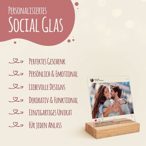 Dein Post als Socialglas mit Foto & Wunschtext - Social Media Geschenk