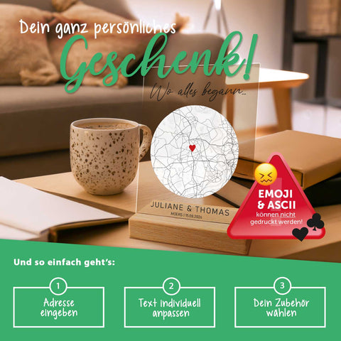 Personalisiertes Acrylglas mit dem Motiv "Wo alles begann"