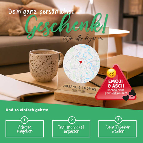 Personalisiertes Acrylglas mit dem Motiv "Wo alles begann"