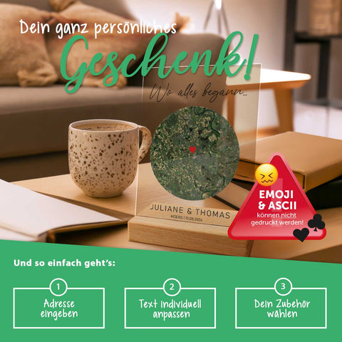 Personalisiertes Acrylglas mit dem Motiv "Wo alles begann"