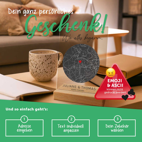 Personalisiertes Acrylglas mit dem Motiv "Wo alles begann"