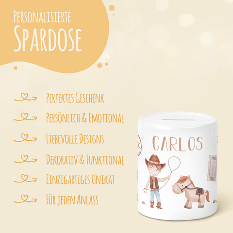 Spardose aus Keramik - Cowboy