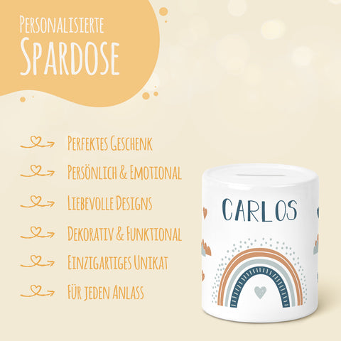 Spardose aus Keramik - Regenbogen