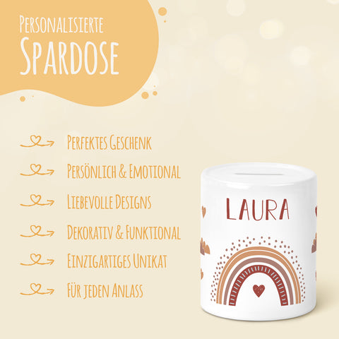 Spardose aus Keramik - Regenbogen